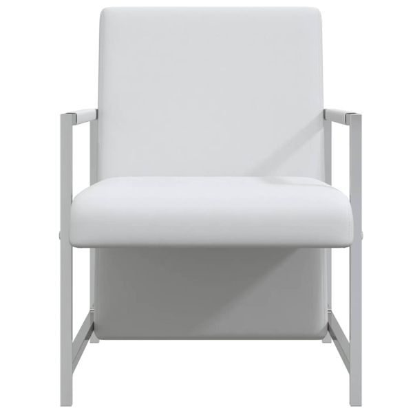 Фотьойли, 2 бр, с хромирана рамка, бели, изкуствена кожа