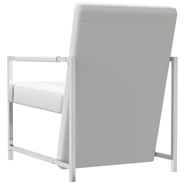 Фотьойли, 2 бр, с хромирана рамка, бели, изкуствена кожа