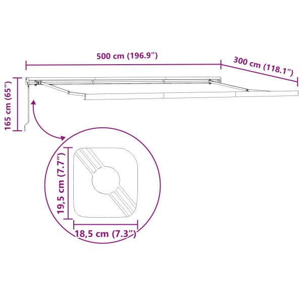 Сгъваем навес Бежово 500 × 300 cm Текстил и Метал