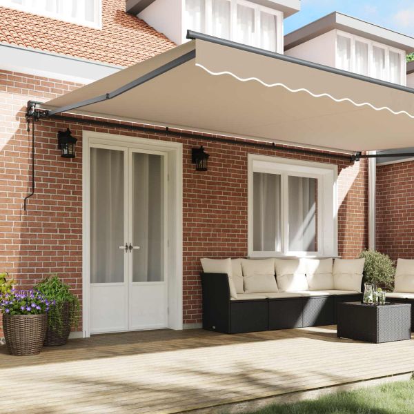 Рамка за сенник Бежово 500 × 300 cm Полиестер с PU покритие