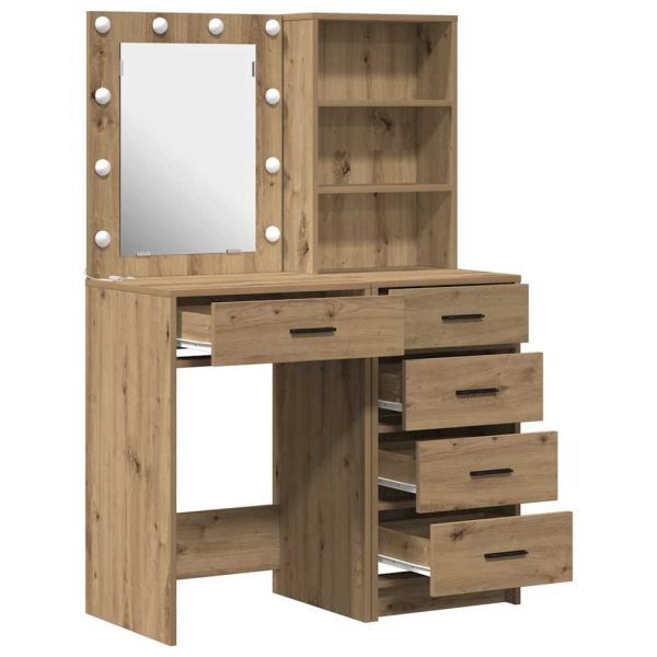 Тоалетка с рафт 2 pcs Кафяво 50 x 41 x 135 см Инженерно дърво