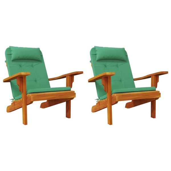 Възглавници за столове Едноцветен 2 pcs Зелен 58 x 77 x 4,5 см