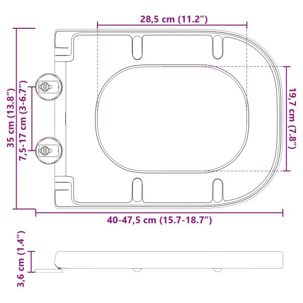 Тоалетна седалка Антрацит 47,5 x 35 x 3,6 см Дуропласт