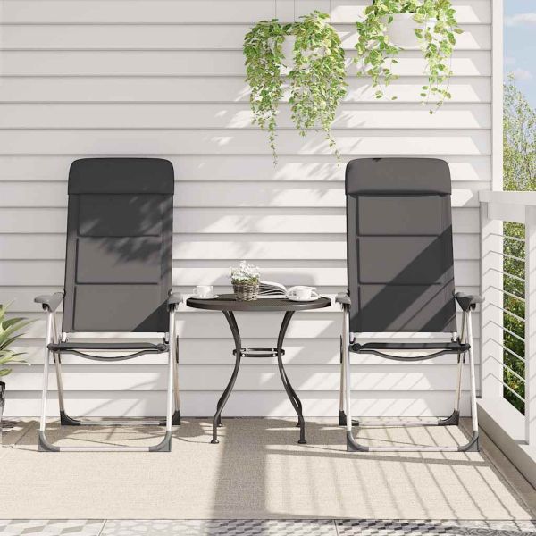 Къмпинг столове, 2 бр, сиви, 58x69x111 см, алуминий