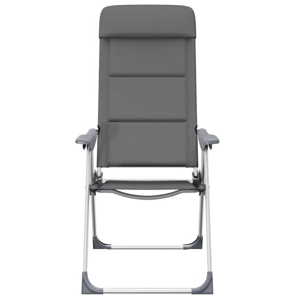 Къмпинг столове, 2 бр, сиви, 58x69x111 см, алуминий