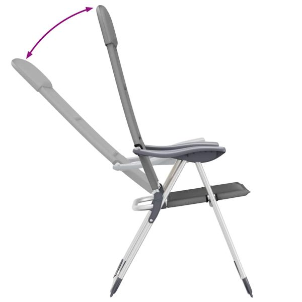 Къмпинг столове, 2 бр, сиви, 58x69x111 см, алуминий