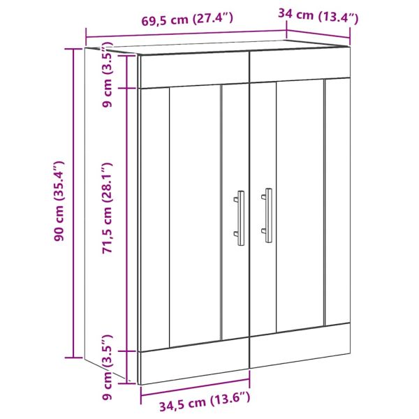 Стенен шкаф, дъб артизан, 69,5x34x90 см, инженерно дърво