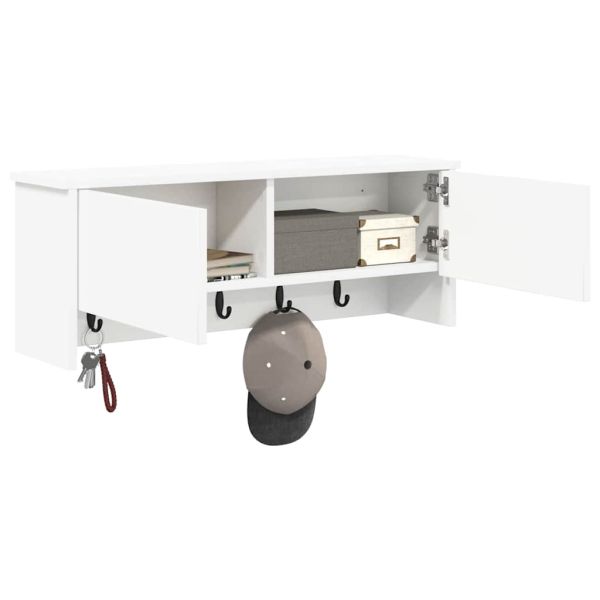 Стенен закачалка за палта Бяло 80 x 20 x 30 cm Инженерно дърво