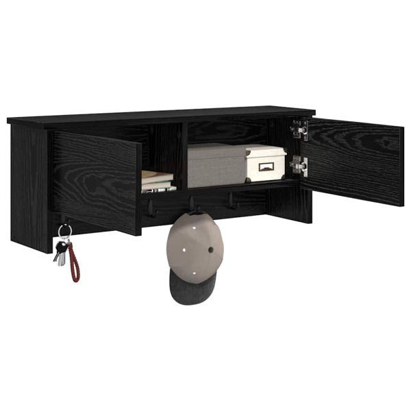 Стенен закачалка за палта с рафт Черния дъб 80 x 20 x 30 cm