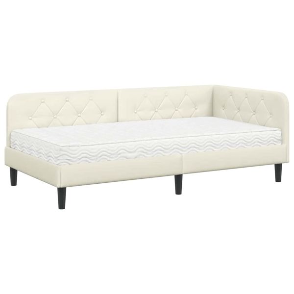 Ъглова рамка за легло Крем 90 x 190 cm Кадифе