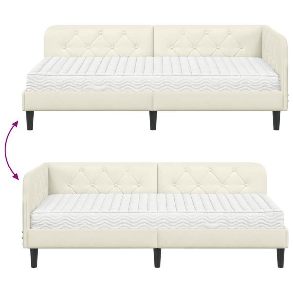 Ъглова рамка за легло Крем 90 x 190 cm Кадифе