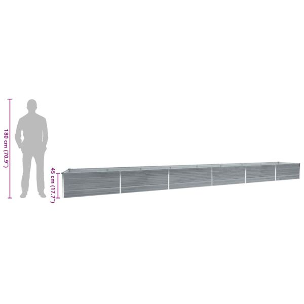 Градинска висока леха поцинкована стомана 600x80x45 см сива