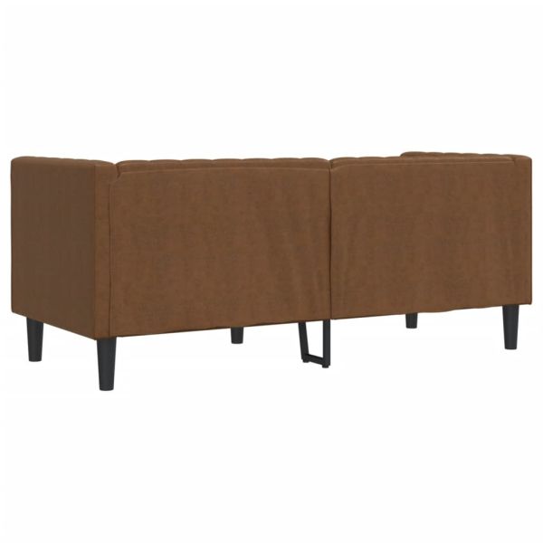 Честърфийлд диван с 2 седалки Кафява изкуствена велурена кожа
