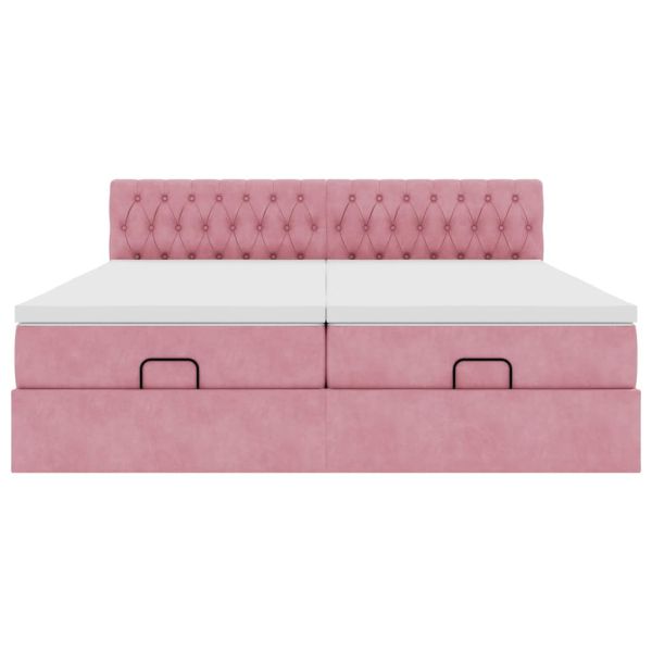 Османска легло с матраци, розово, 200x200 см, кадифе