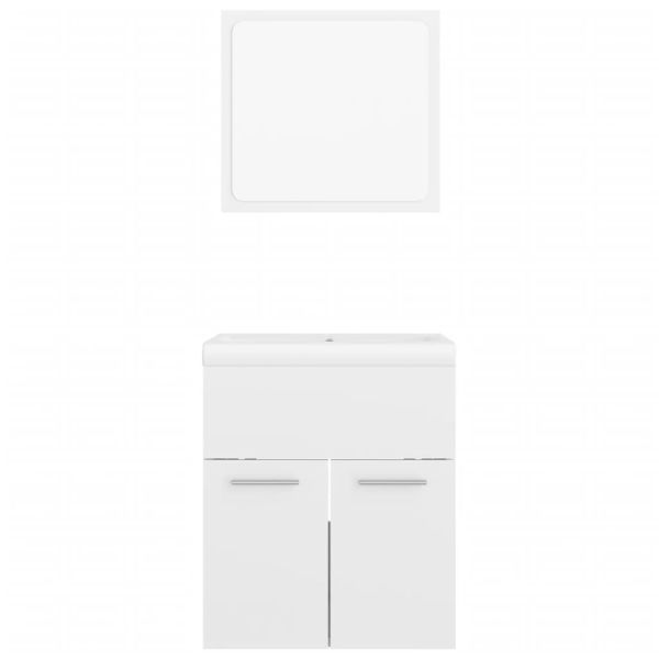 Комплект мебели за баня, бял гланц, ПДЧ