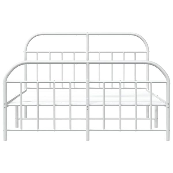 Метална рамка за легло с горна и долна табла, бяла, 180x200 см