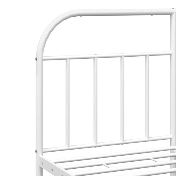 Метална рамка за легло с горна и долна табла, бяла, 180x200 см