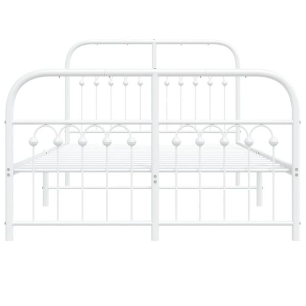 Метална рамка за легло с горна и долна табла, бяла, 120x200 см