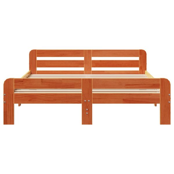 Рамка за легло без матрак, восъчнокафяв, 140x190 см, бор масив