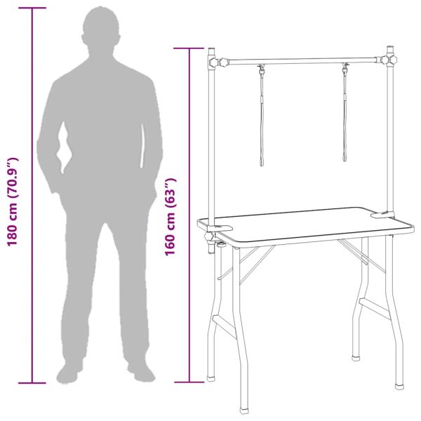 Маса за подстригване на домашни любимци, регулируема, 2 примки