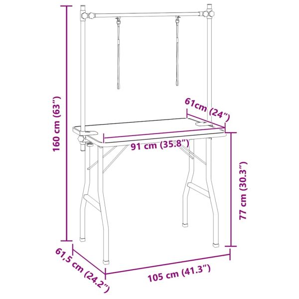 Маса за подстригване на домашни любимци, регулируема, 2 примки