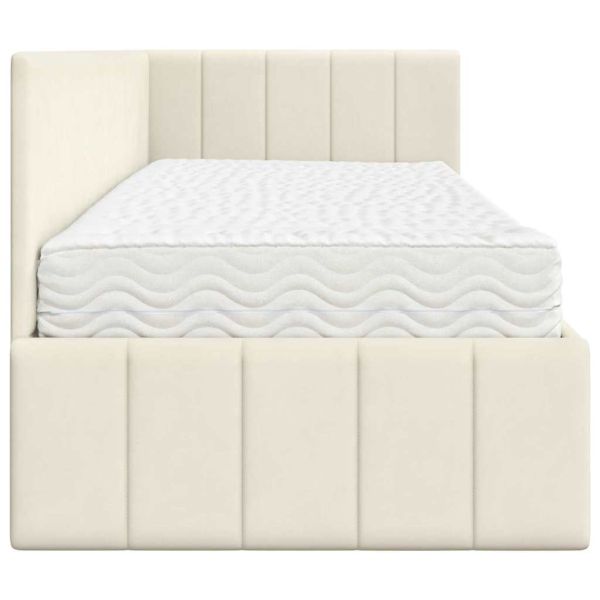 Ъглова рамка за легло с матрак с таблото 2 pcs Крем Кадифе