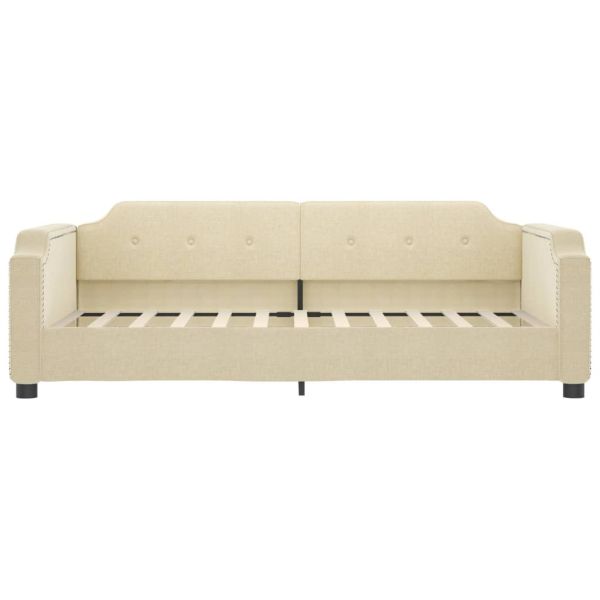 Канапе с матрак, кремаво, 100x200 см, плат