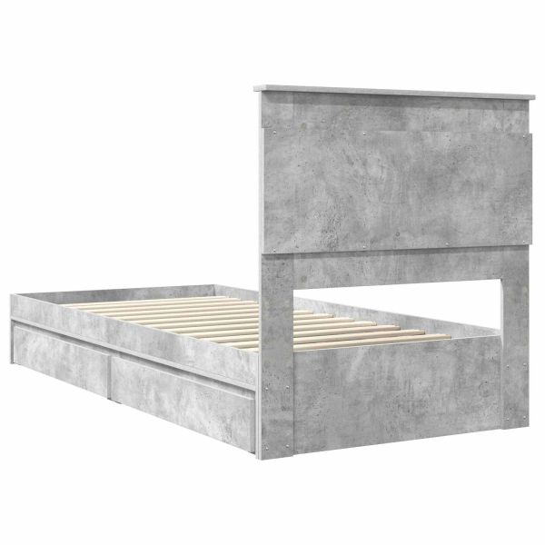Легло с място за съхранение Циментено сиво 100 x 200 cm