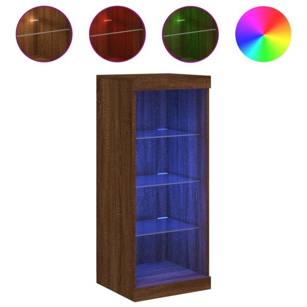 Сайдборд с LED светлини, кафяв дъб, 41x37x100 см