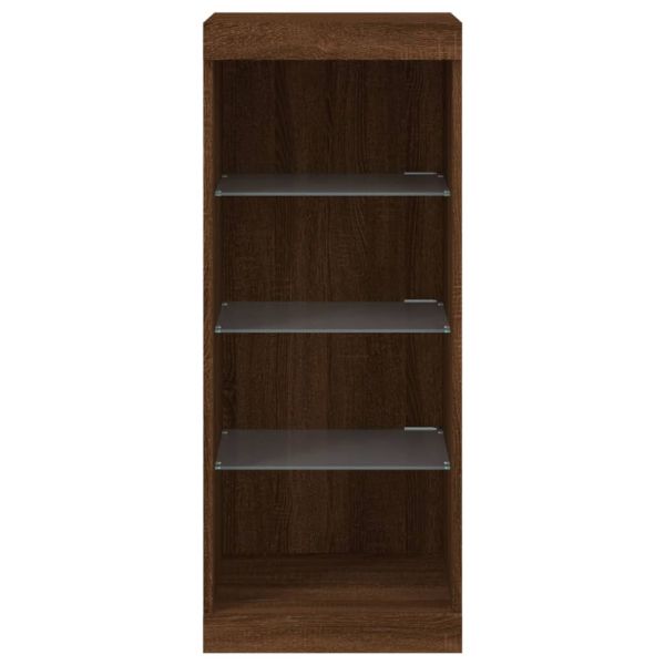 Сайдборд с LED светлини, кафяв дъб, 41x37x100 см