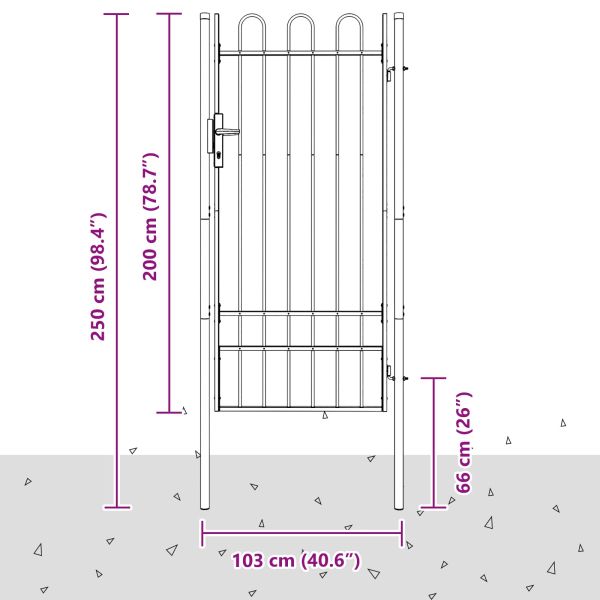 Врата за ограда с заключване Boxtel Сив 103 x 250 см