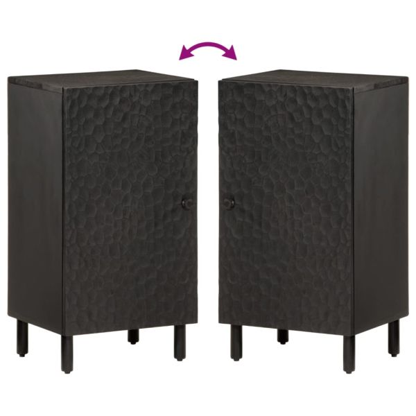 Страничен шкаф, черен, 40x33x75 см, манго масивно дърво