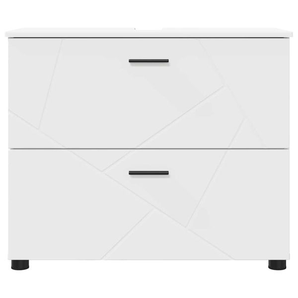 Шкаф за баня Бяло 76,5 x 35 x 64 см Инженерно дърво & Метал