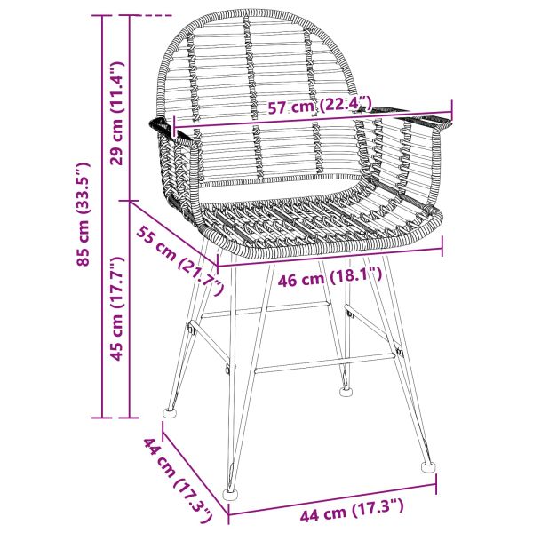 Трапезен стол 2 pcs Естествен 44 x 44 x 74 см Раци и желязо