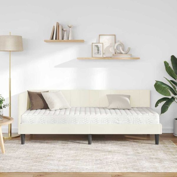 Ъглова рамка за легло с матрак с таблото 2 pcs Крем Кадифе