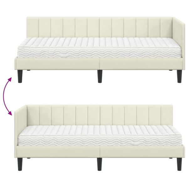 Ъглова рамка за легло с матрак с таблото 2 pcs Крем Кадифе