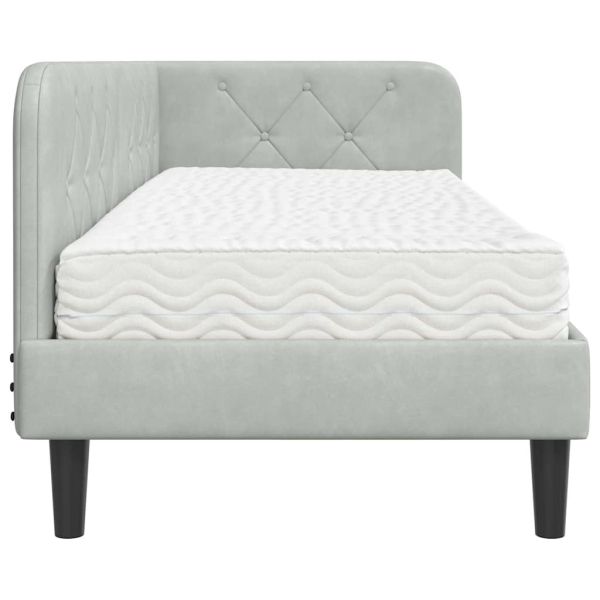 Ъглова рамка за легло Светлосиво 80 x 200 cm Кадифе