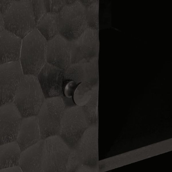 Страничен шкаф, черен, 90x33x75 см, манго масивно дърво