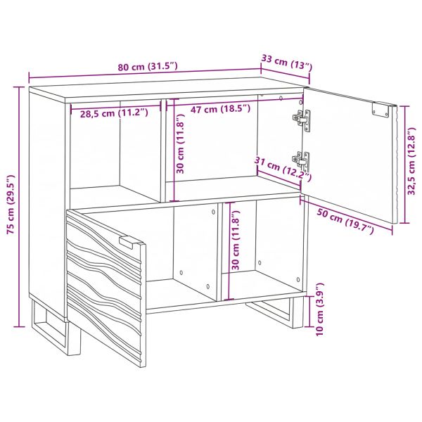 Шкаф Кафяво 80 x 33 x 75 см мангово дърво масив