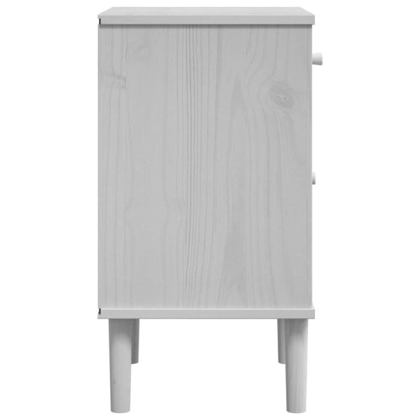 Нощно шкафче SENJA ратанова визия бяло 40x35x65 см бор масив