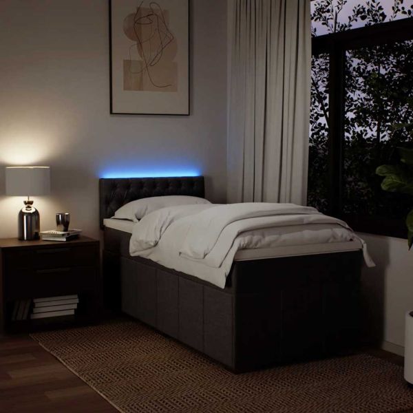 Боксспринг легло с матрак, тъмнокафяво, 90x200 см, плат