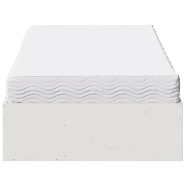 Дневно легло с матрак бяло 100x200 cm масивна дървесина бор