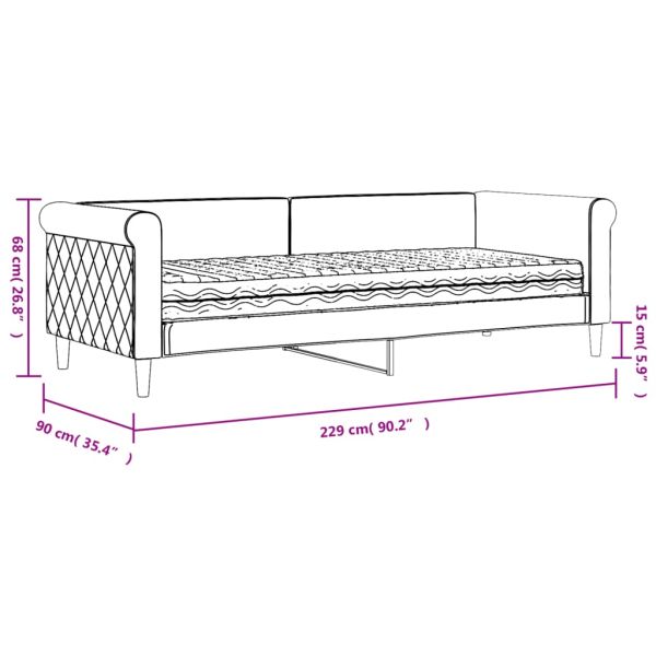 Канапе с матрак, черно, 80x200 см, кадифе
