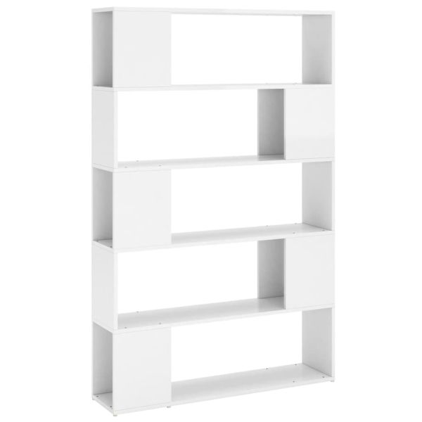 Библиотека / разделител за стая, бял гланц, инженерно дърво