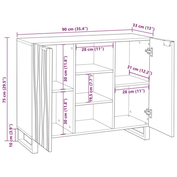 Шкаф Кафяво 90 x 33 x 75 см мангово дърво масив