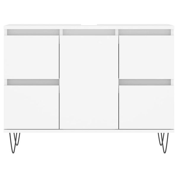 Шкаф за баня, бял, 80x33x60 см, инженерно дърво