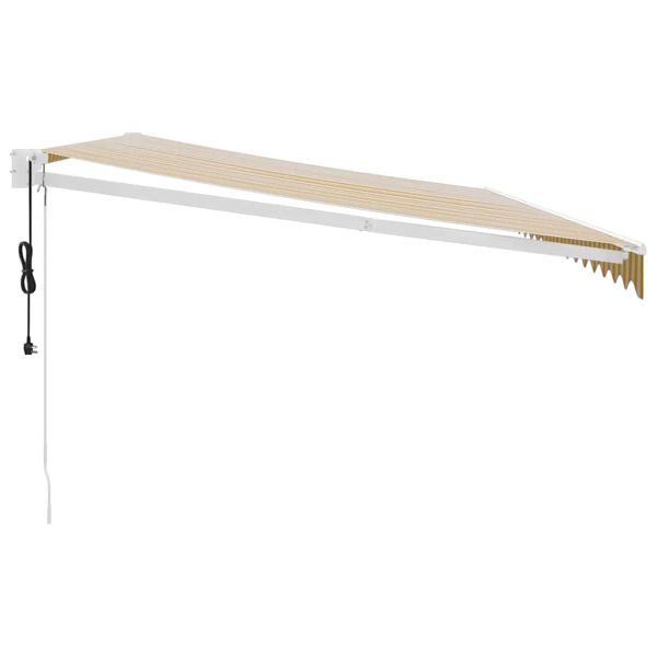 Автоматично прибираща се тента, жълто и бяло, 5x3 м