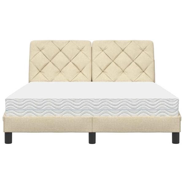 Легло с матрак, кремава, 140x200 см, плат