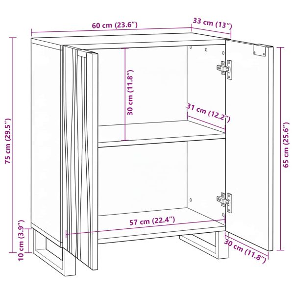 Служебен шкаф Естествен 60 x 33,5 x 75 см Солидно мангово дърво