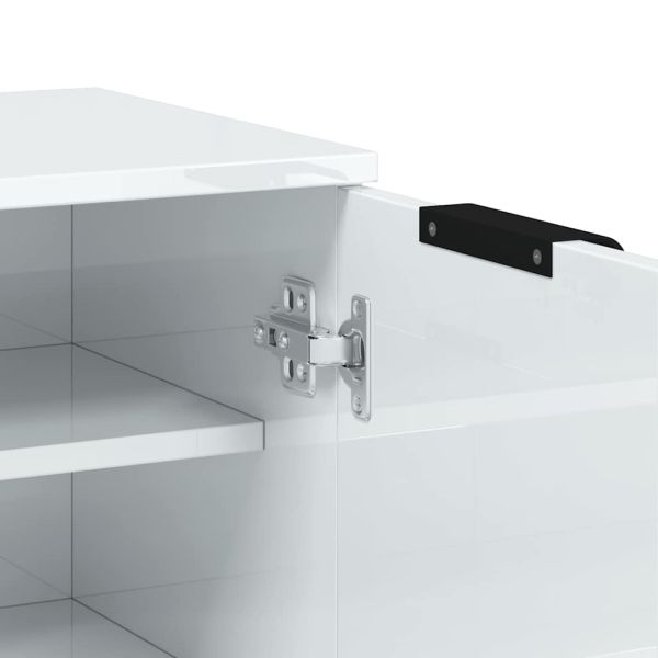 Шкаф за обувки, бял гланц, 59x35x100,5 см, инженерно дърво